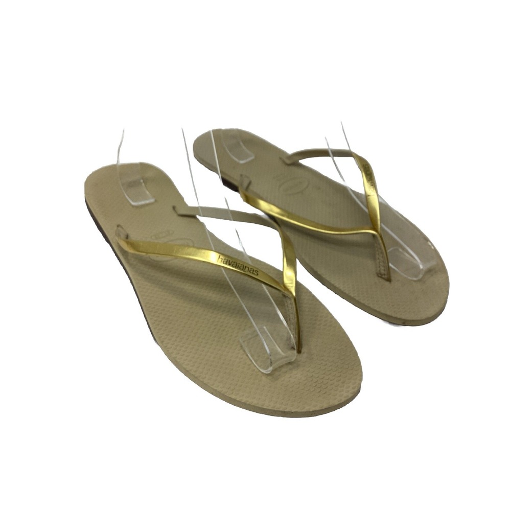 Havaianas Womens YOU Metallic Gold Thong Flip-Flops Shoes 11/12 Womens